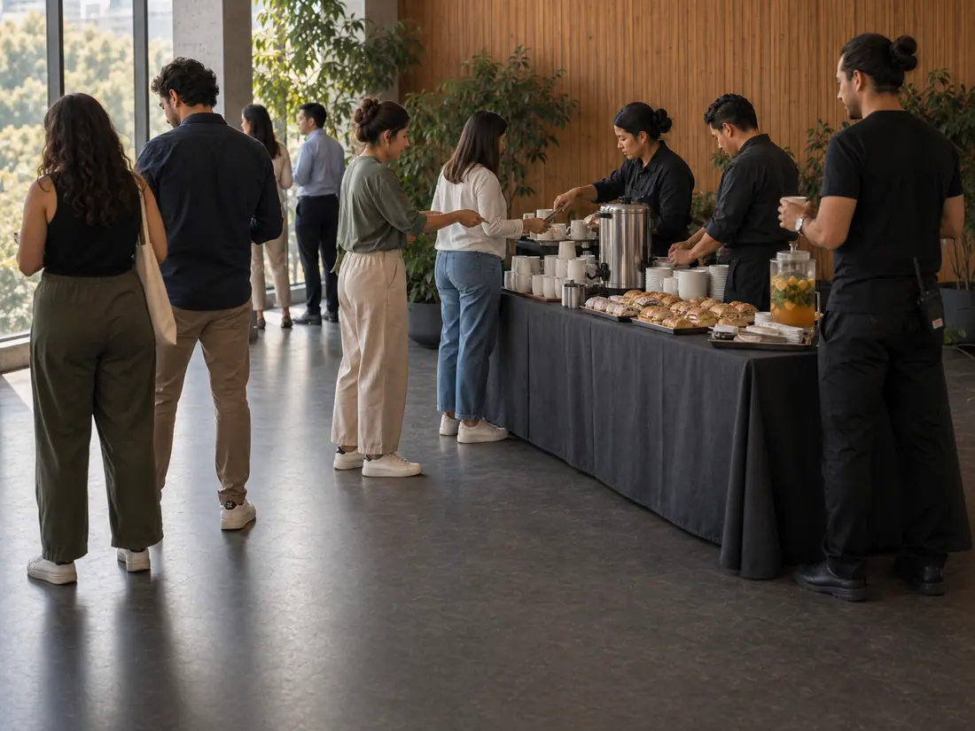 Coffee break servido en una oficina